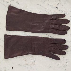 Kislav Vintage Brown Fabric Lined 11in Leather Gloves.   Size 7